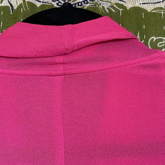 Vintage 80's Giorgio Armani Magenta Silk Semi-Sheer Wrap Front Blouse Size 10 - Picture 10 of 16